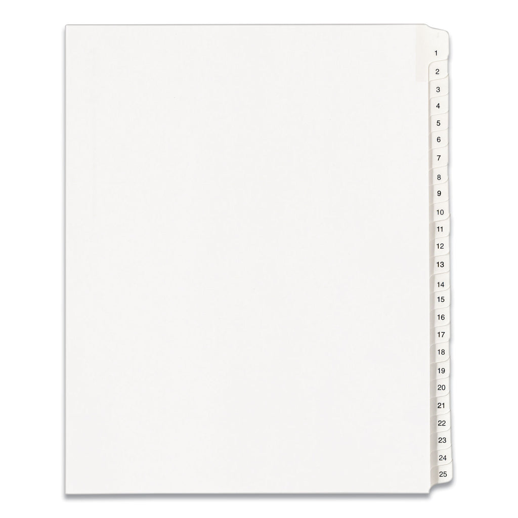 Preprinted Legal Exhibit Side Tab Index Dividers, Allstate Style, 25-Tab, 1 to 25, 11 x 8.5, White, 1 Set, (1701)