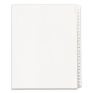 Preprinted Legal Exhibit Side Tab Index Dividers, Allstate Style, 25-Tab, 1 to 25, 11 x 8.5, White, 1 Set, (1701)
