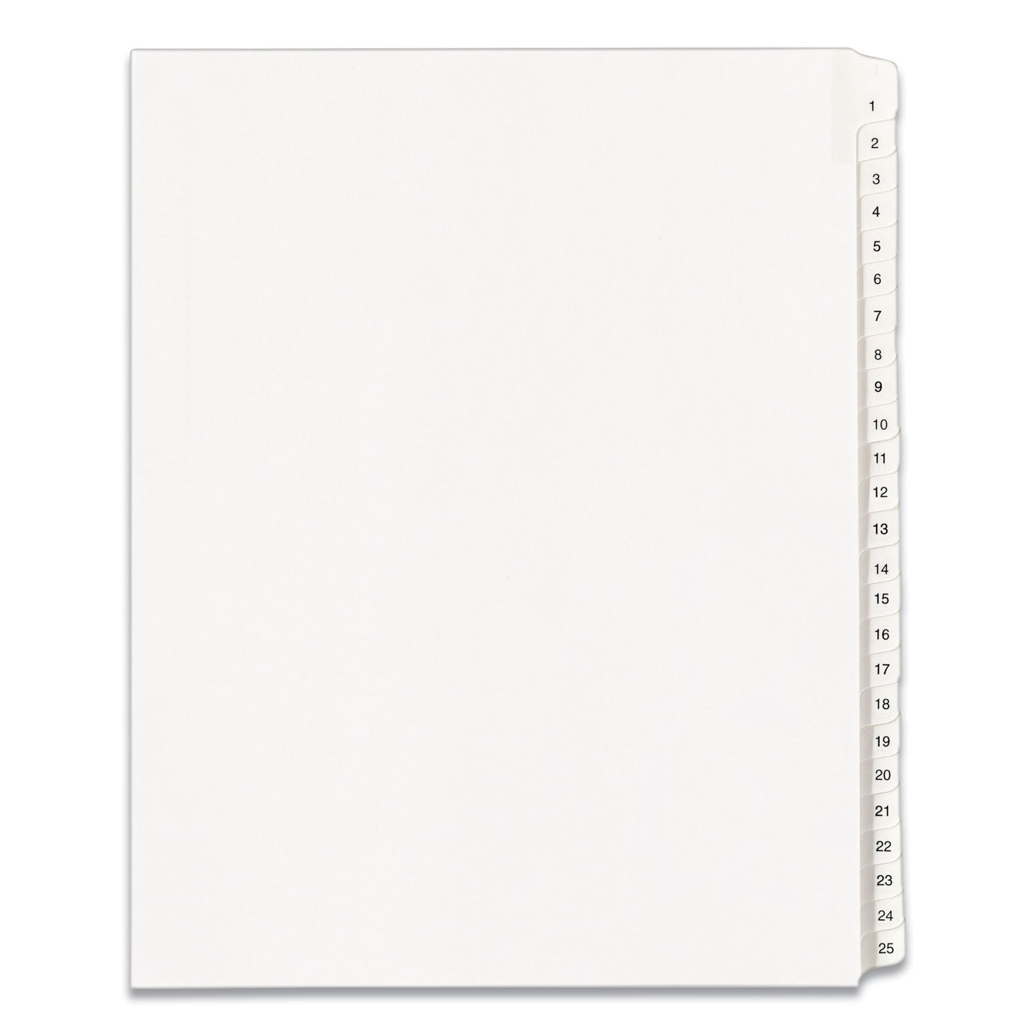 Preprinted Legal Exhibit Side Tab Index Dividers, Allstate Style, 25-Tab, 1 to 25, 11 x 8.5, White, 1 Set, (1701) - 