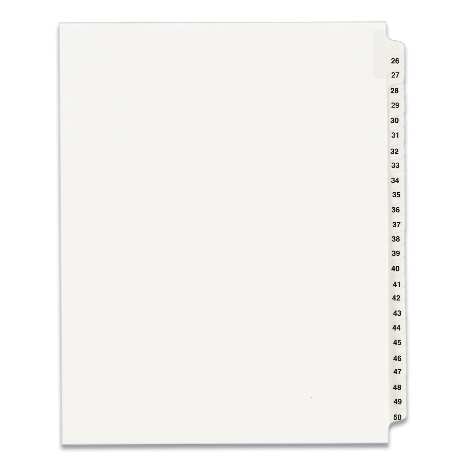 Preprinted Legal Exhibit Side Tab Index Dividers, Avery Style, 25-Tab, 26 to 50, 11 x 8.5, White, 1 Set, (1331) - 