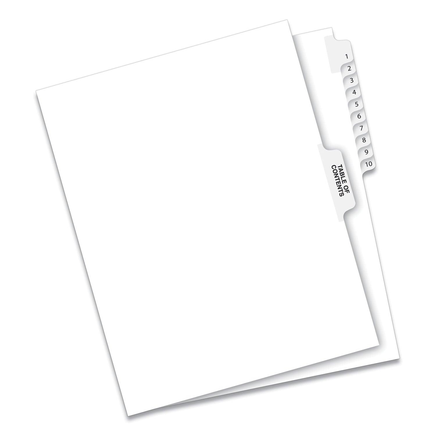 Preprinted Legal Exhibit Side Tab Index Dividers, Avery Style, 11-Tab, 1 to 10, 11 x 8.5, White, 1 Set - 
