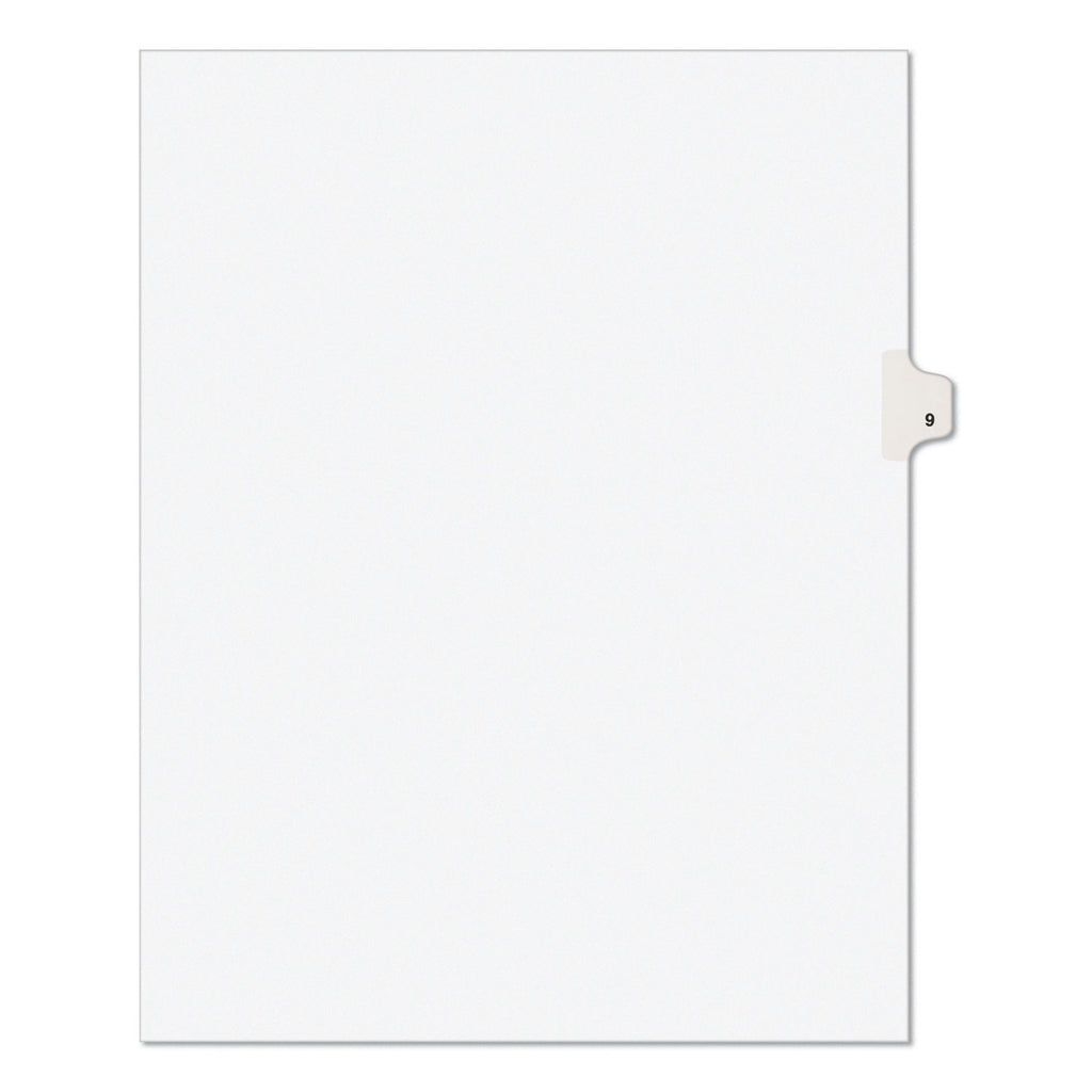 Preprinted Legal Exhibit Side Tab Index Dividers, Avery Style, 10-Tab, 9, 11 x 8.5, White, 25/Pack