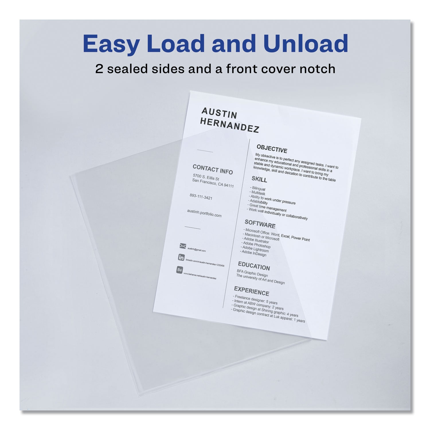 Clear Plastic Sleeves, Letter Size, Clear, 12/Pack - 