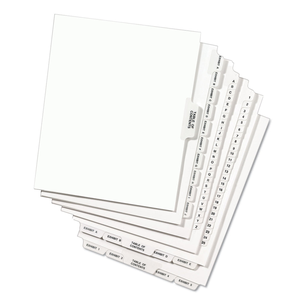 Preprinted Legal Exhibit Side Tab Index Dividers, Avery Style, 26-Tab, D, 11 x 8.5, White, 25/Pack, (1404)