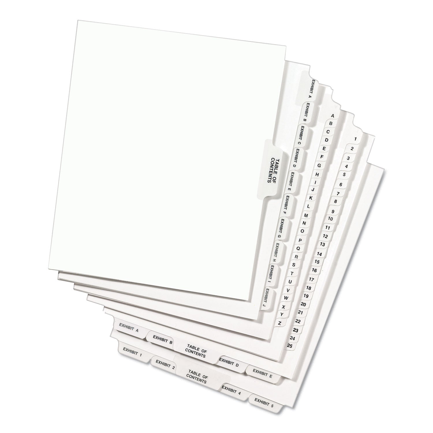 Preprinted Legal Exhibit Side Tab Index Dividers, Avery Style, 26-Tab, D, 11 x 8.5, White, 25/Pack, (1404)