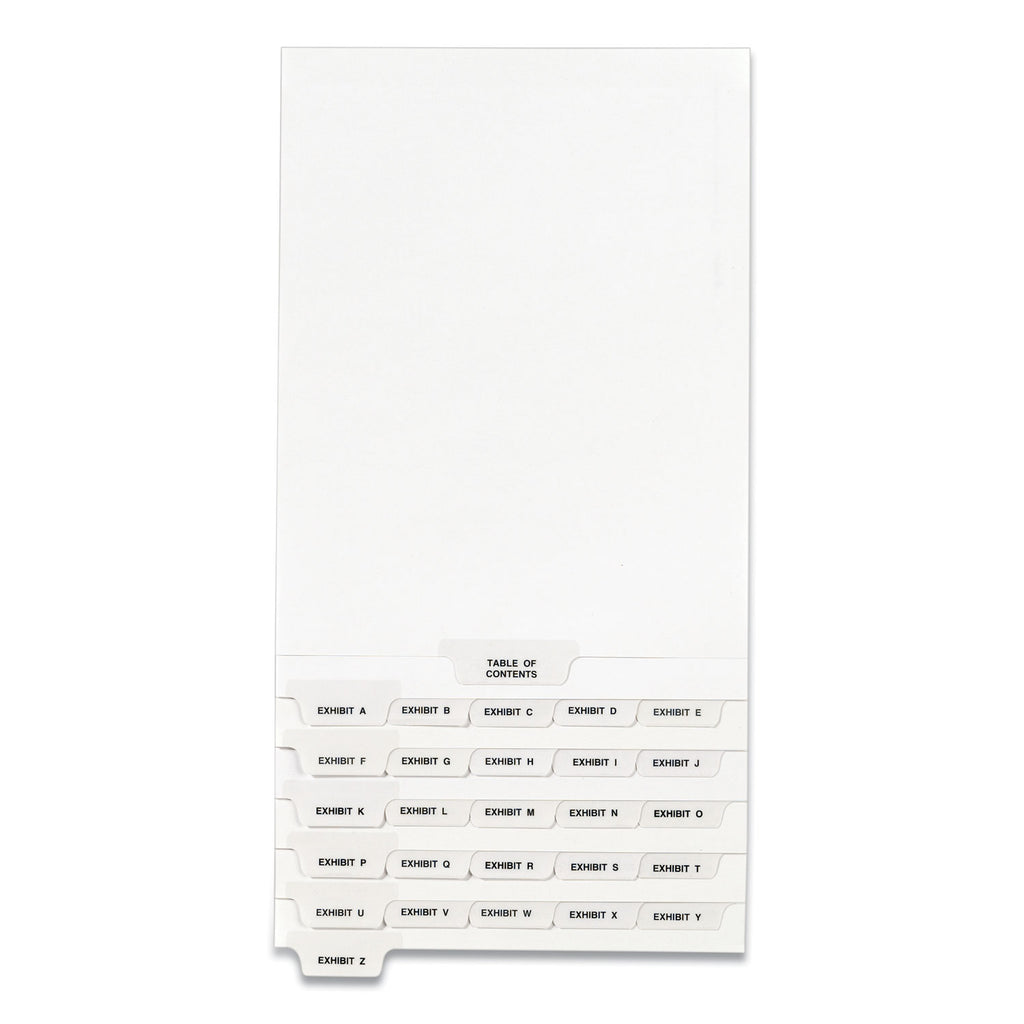 Preprinted Legal Exhibit Bottom Tab Index Dividers, Avery Style, 27-Tab, Exhibit A to Exhibit Z, 11 x 8.5, White, 1 Set