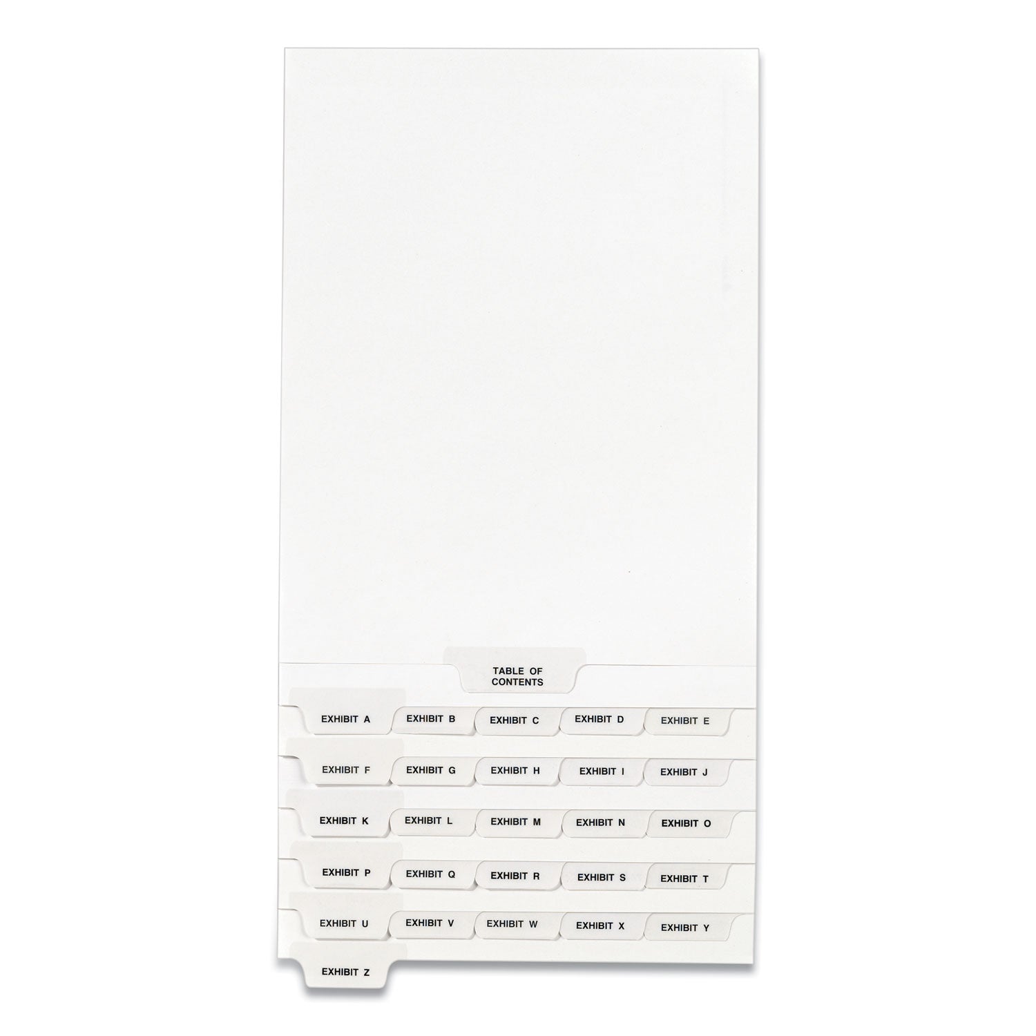 Preprinted Legal Exhibit Bottom Tab Index Dividers, Avery Style, 27-Tab, Exhibit A to Exhibit Z, 11 x 8.5, White, 1 Set