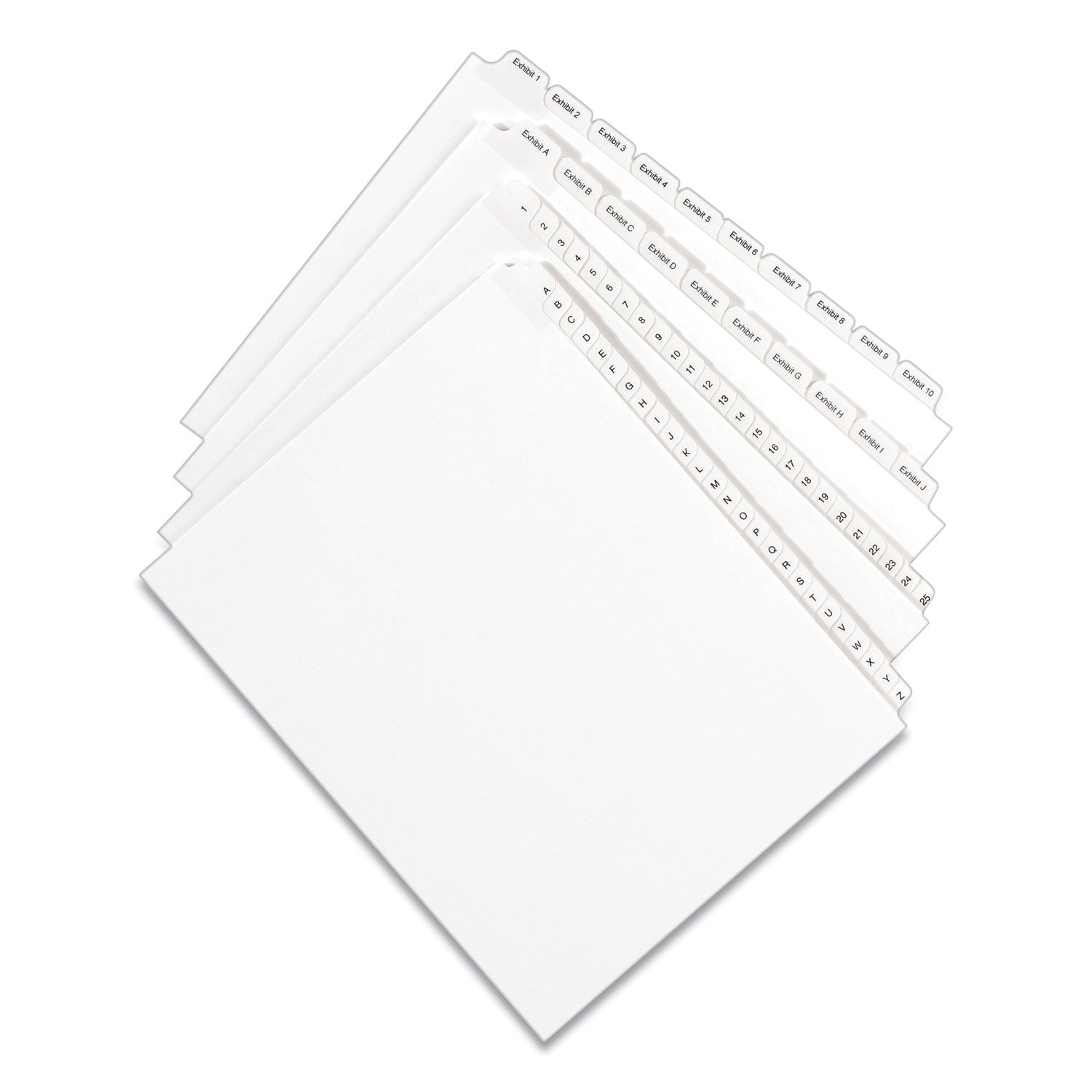 Preprinted Legal Exhibit Side Tab Index Dividers, Allstate Style, 10-Tab, 5, 11 x 8.5, White, 25/Pack - 