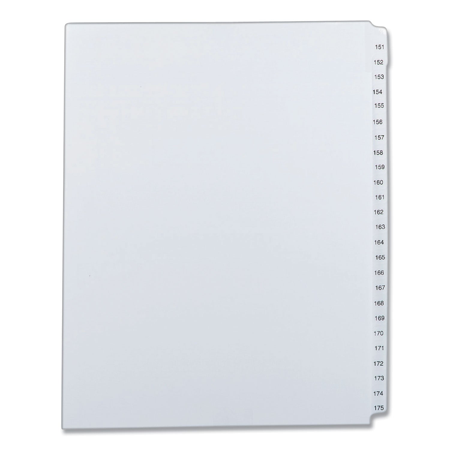 Preprinted Legal Exhibit Side Tab Index Dividers, Allstate Style, 25-Tab, 151 to 175, 11 x 8.5, White, 1 Set - 