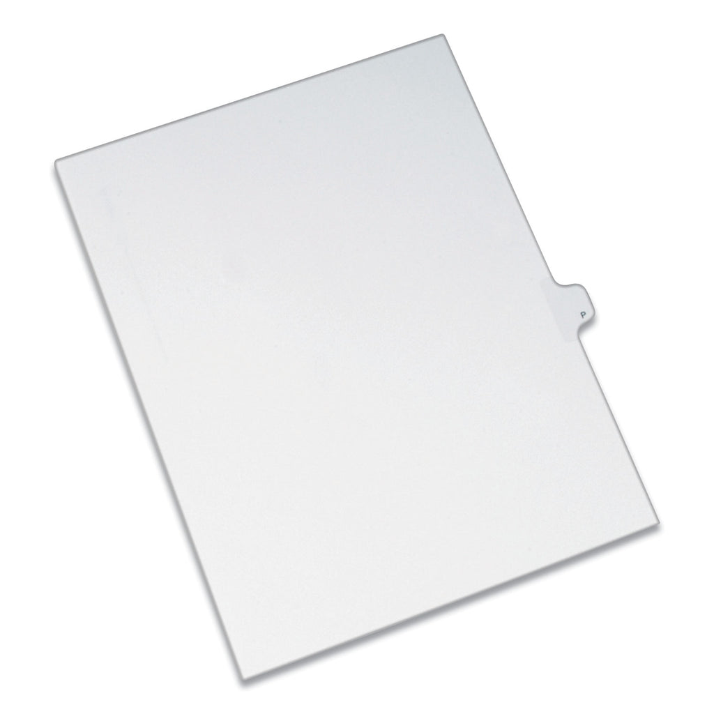 Preprinted Legal Exhibit Side Tab Index Dividers, Allstate Style, 26-Tab, P, 11 x 8.5, White, 25/Pack - 