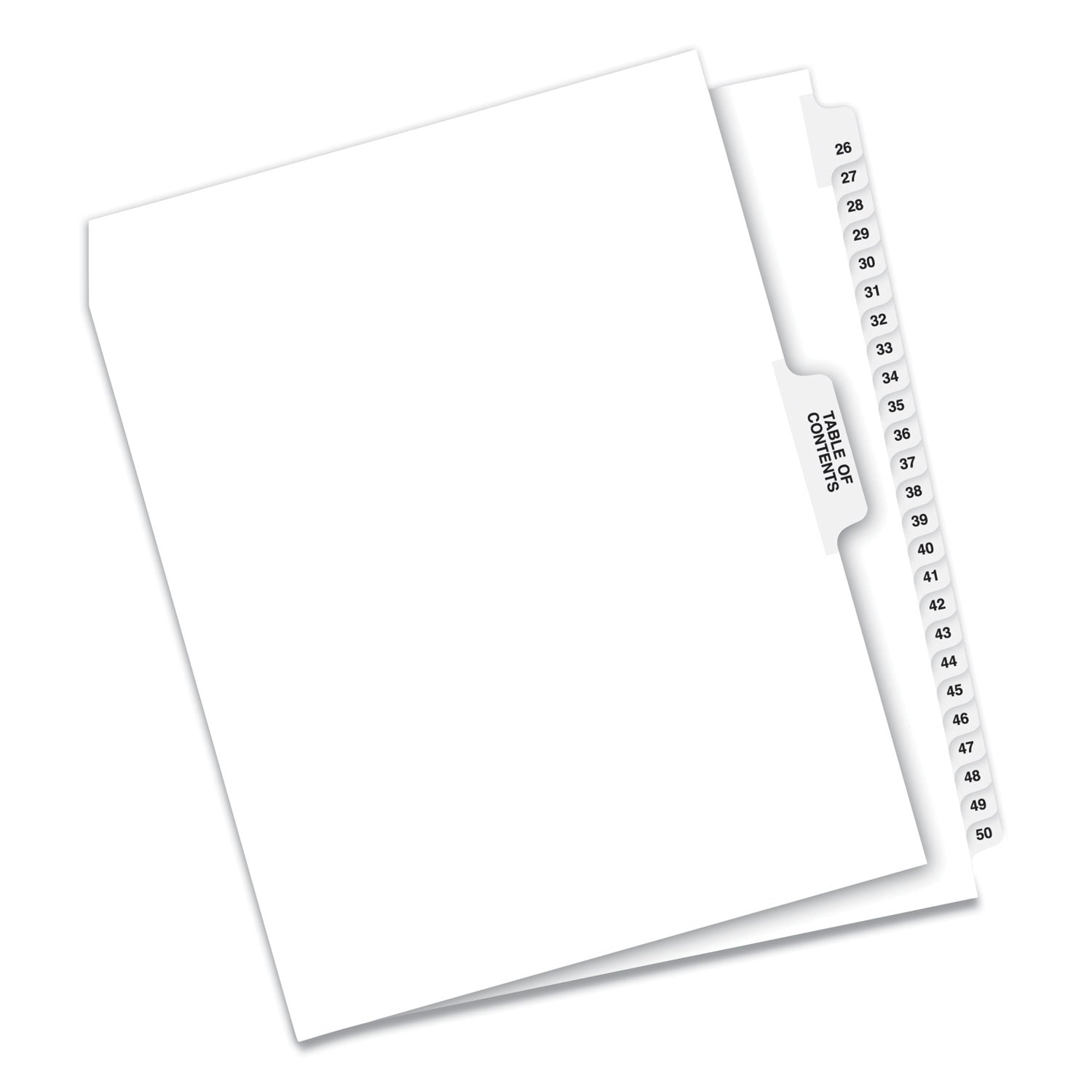 Preprinted Legal Exhibit Side Tab Index Dividers, Avery Style, 26-Tab, 26 to 50, 11 x 8.5, White, 1 Set - 