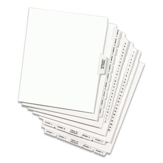 Preprinted Legal Exhibit Side Tab Index Dividers, Avery Style, 26-Tab, A, 11 x 8.5, White, 25/Pack, (1401)