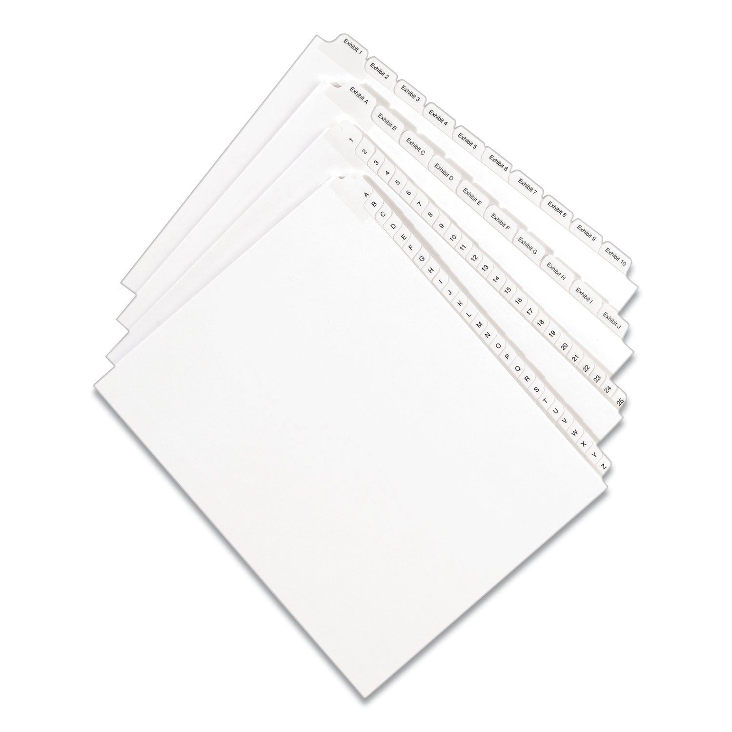 Preprinted Legal Exhibit Side Tab Index Dividers, Allstate Style, 26-Tab, J, 11 x 8.5, White, 25/Pack - 