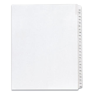 Preprinted Legal Exhibit Side Tab Index Dividers, Allstate Style, 25-Tab, 101 to 125, 11 x 8.5, White, 1 Set, (1705)