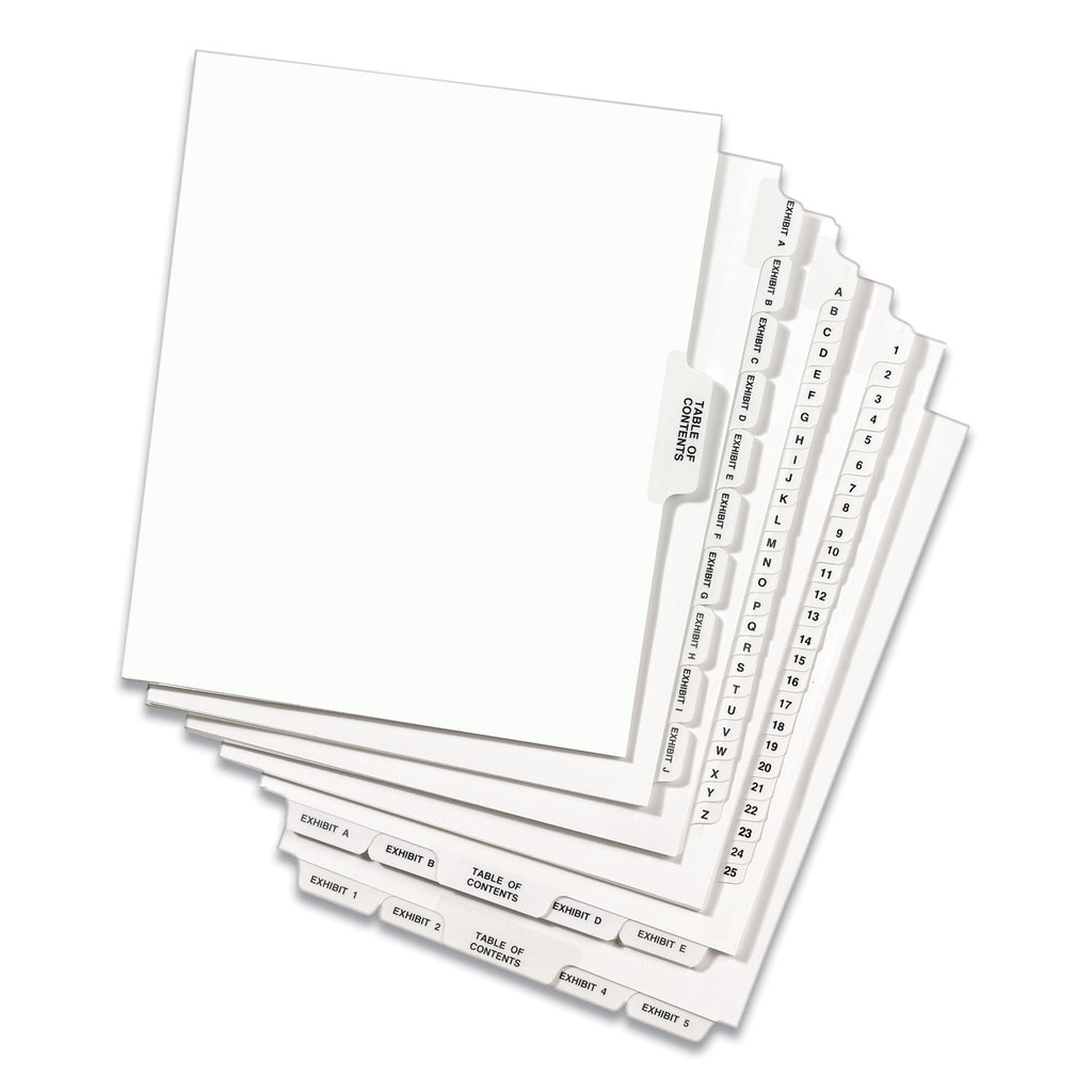 Preprinted Legal Exhibit Side Tab Index Dividers, Avery Style, 26-Tab, B, 11 x 8.5, White, 25/Pack, (1402)