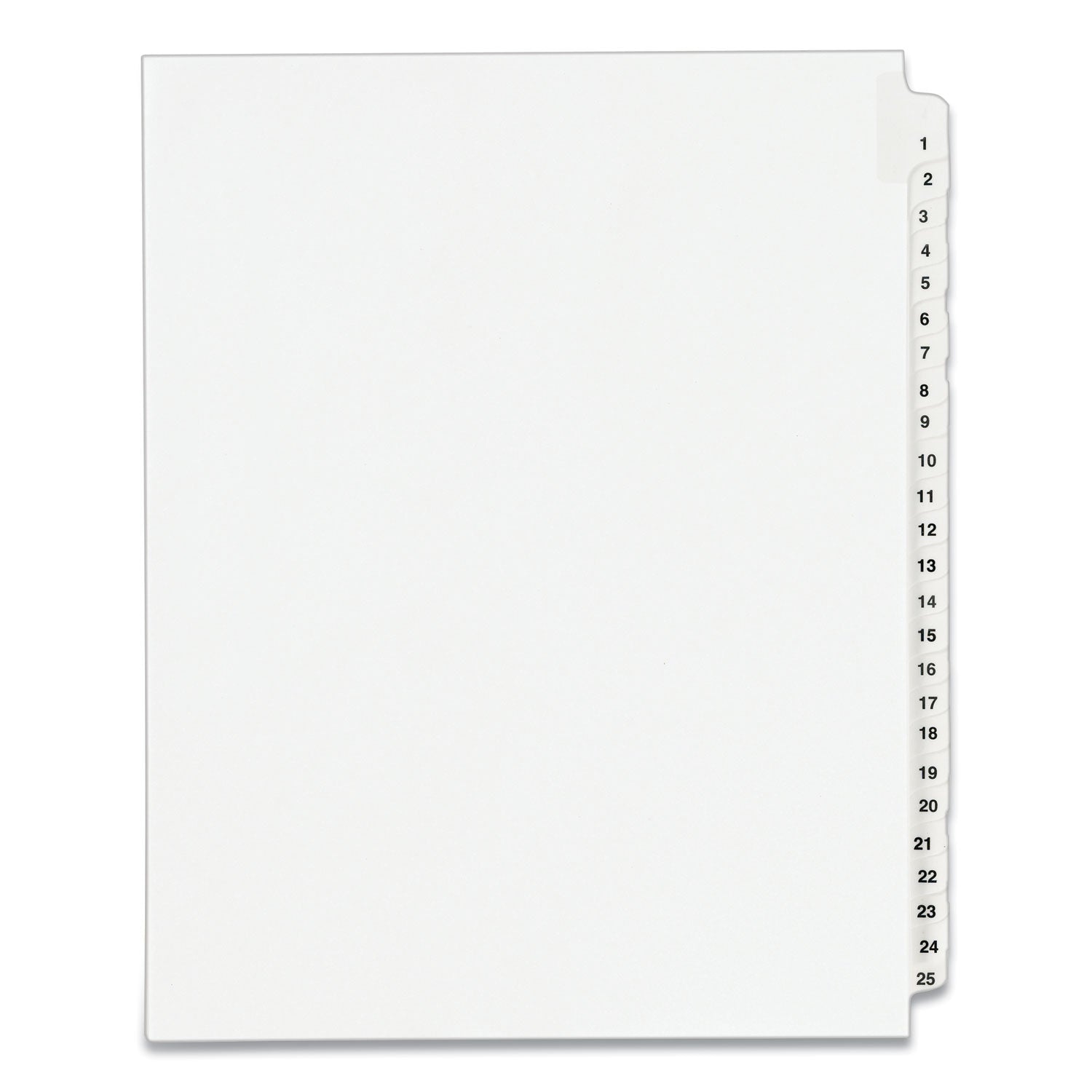 Preprinted Legal Exhibit Side Tab Index Dividers, Avery Style, 25-Tab, 1 to 25, 11 x 8.5, White, 1 Set, (1330) - 