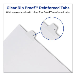 Preprinted Legal Exhibit Side Tab Index Dividers, Allstate Style, 10-Tab, 11, 11 x 8.5, White, 25/Pack