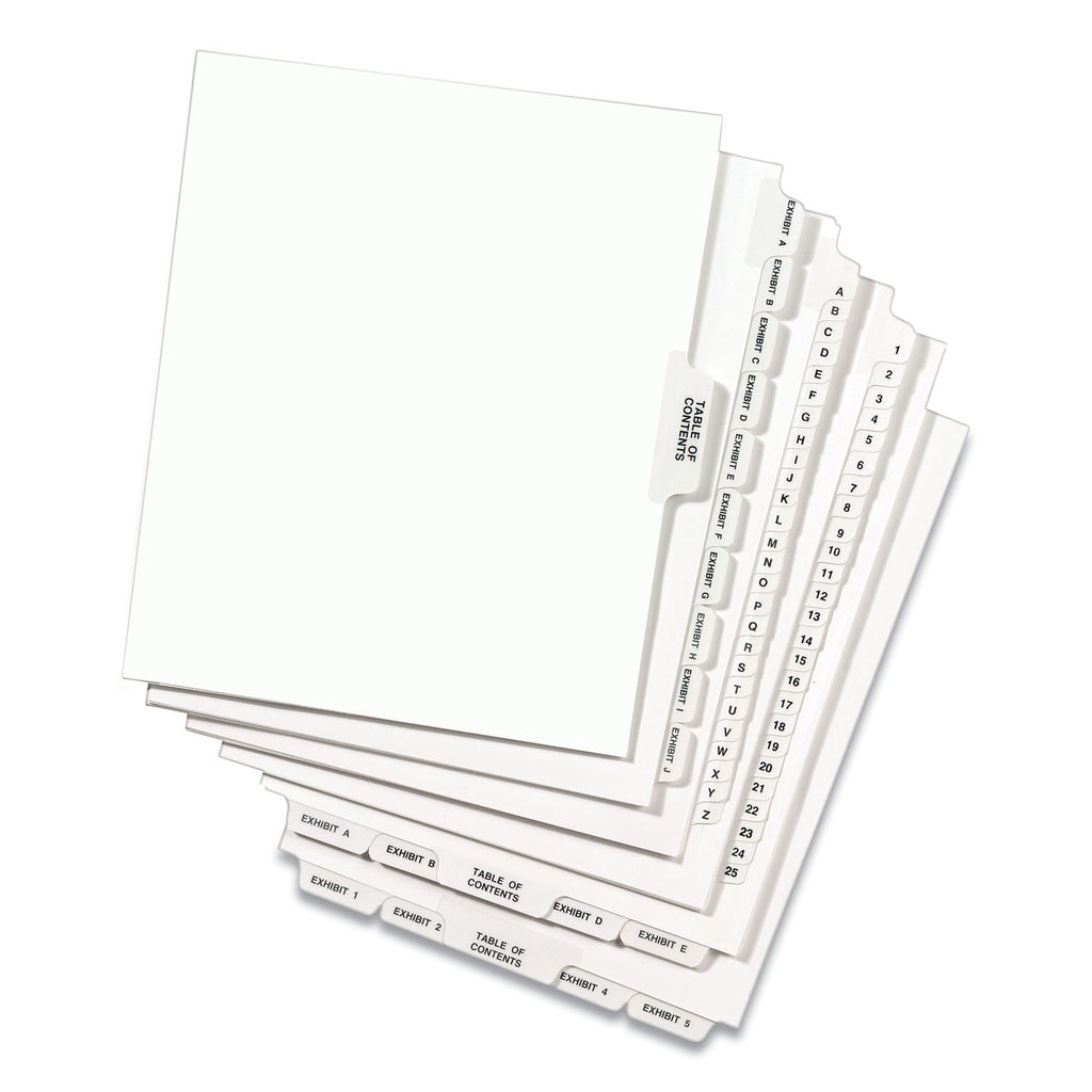 Preprinted Legal Exhibit Side Tab Index Dividers, Avery Style, 27-Tab, A to Z, 11 x 8.5, White, 1 Set