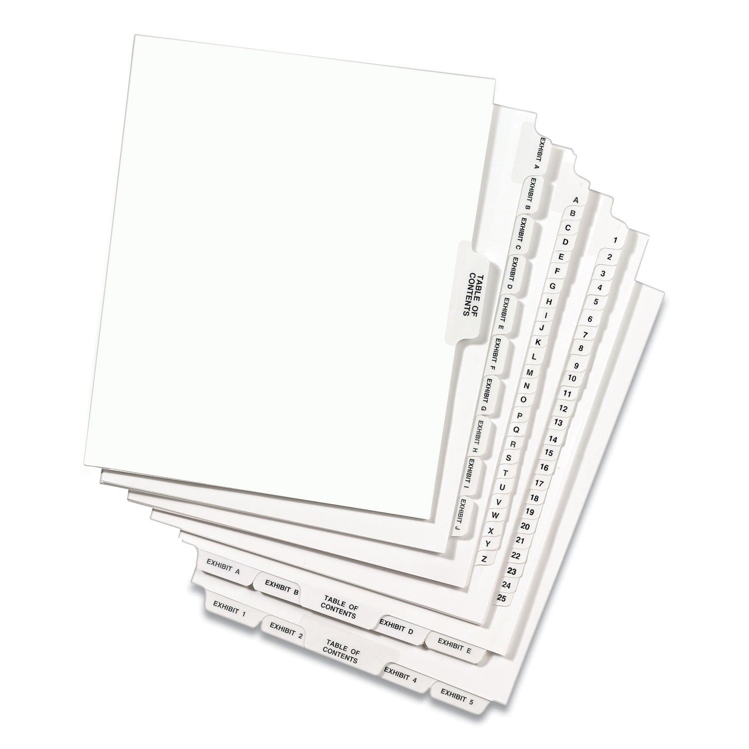 Preprinted Legal Exhibit Side Tab Index Dividers, Avery Style, 27-Tab, A to Z, 11 x 8.5, White, 1 Set - 