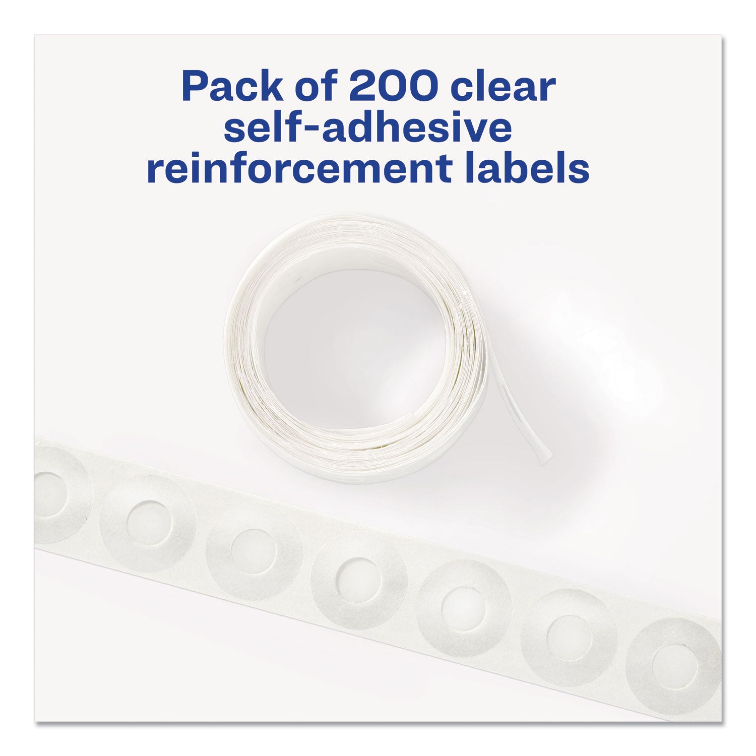 Dispenser Pack Hole Reinforcements, 0.25" Dia, Clear, 200/Pack, (5721) - 