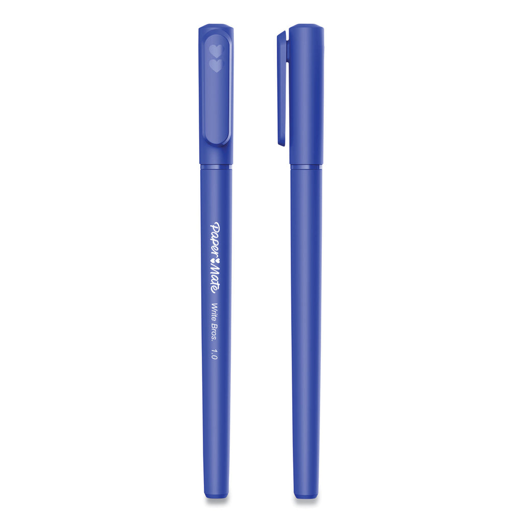 Write Bros. Ballpoint Pen, Stick, Medium 1 mm, Blue Ink, Blue Barrel, Dozen