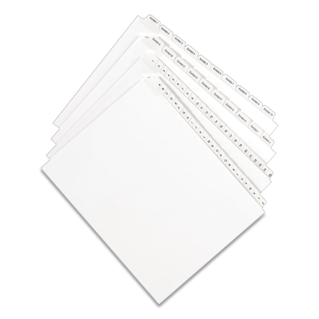 Preprinted Legal Exhibit Side Tab Index Dividers, Allstate Style, 26-Tab, D, 11 x 8.5, White, 25/Pack - 