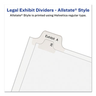 Preprinted Legal Exhibit Side Tab Index Dividers, Allstate Style, 10-Tab, 3, 11 x 8.5, White, 25/Pack