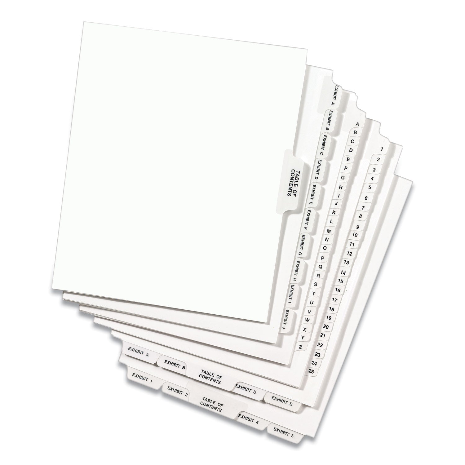 Preprinted Legal Exhibit Side Tab Index Dividers, Avery Style, 26-Tab, Exhibit A to Exhibit Z, 11 x 8.5, White, 1 Set, (1370) - 