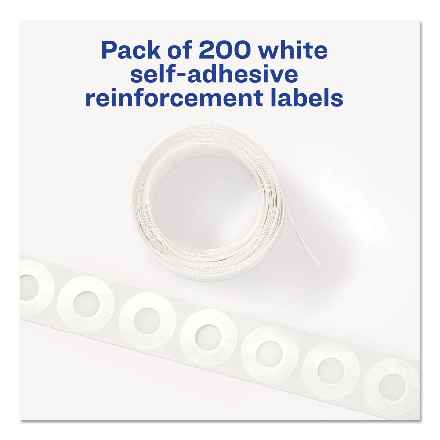 Dispenser Pack Hole Reinforcements, 0.25" Dia, White, 200/Pack, (5729) - 