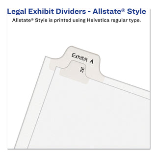 Preprinted Legal Exhibit Side Tab Index Dividers, Allstate Style, 10-Tab, I to X, 11 x 8.5, White, 1 Set