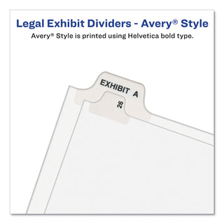 Preprinted Legal Exhibit Side Tab Index Dividers, Avery Style, 10-Tab, 5, 11 x 8.5, White, 25/Pack