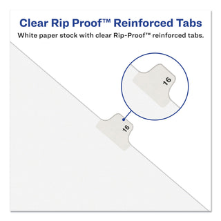 Preprinted Legal Exhibit Side Tab Index Dividers, Avery Style, 10-Tab, 9, 11 x 8.5, White, 25/Pack