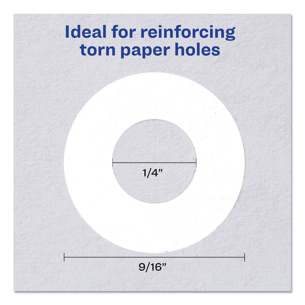 Dispenser Pack Hole Reinforcements, 0.25" Dia, White, 200/Pack, (5729)