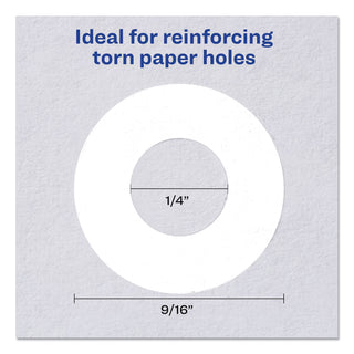 Dispenser Pack Hole Reinforcements, 0.25" Dia, White, 200/Pack, (5729)