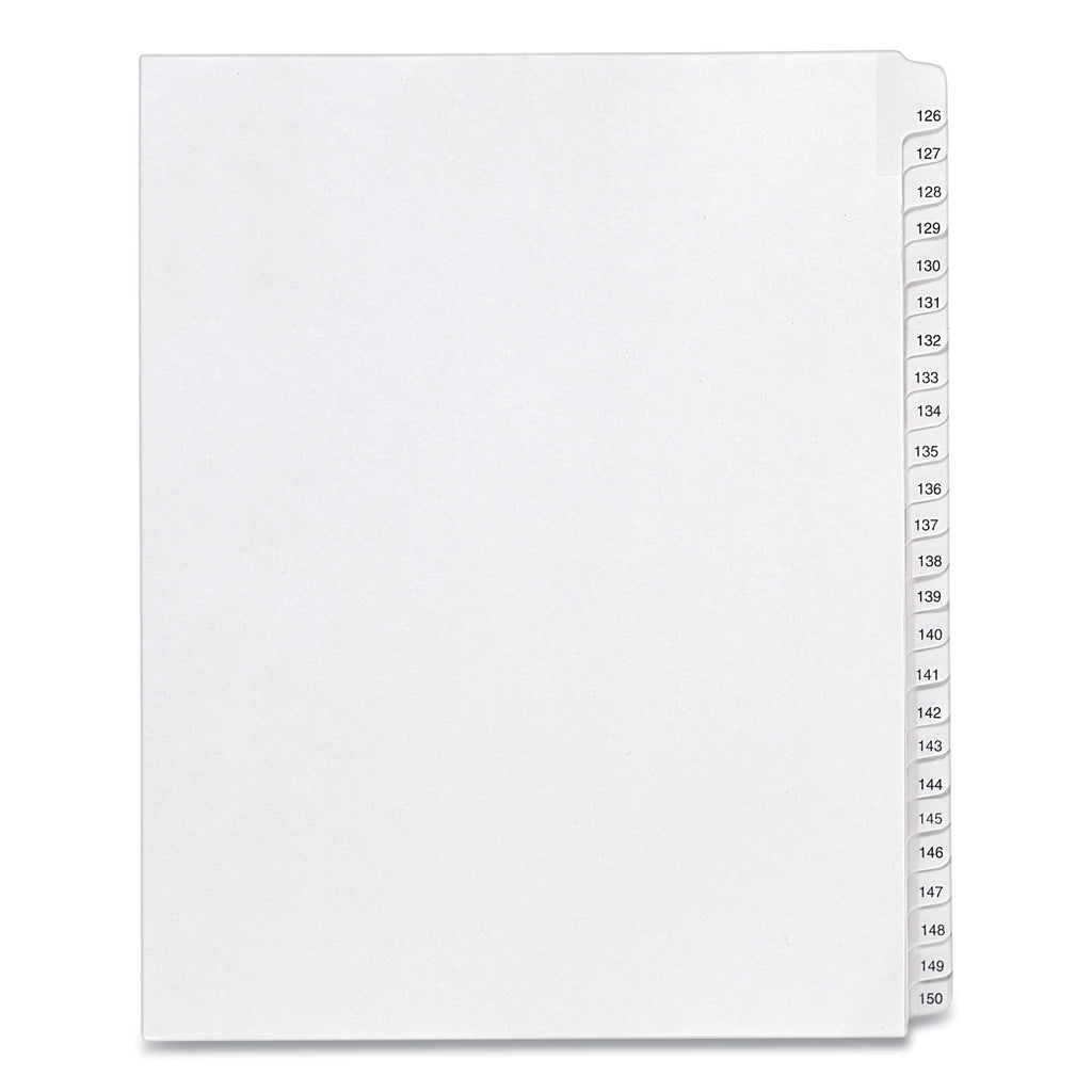 Preprinted Legal Exhibit Side Tab Index Dividers, Allstate Style, 25-Tab, 126 to 150, 11 x 8.5, White, 1 Set, (1706)