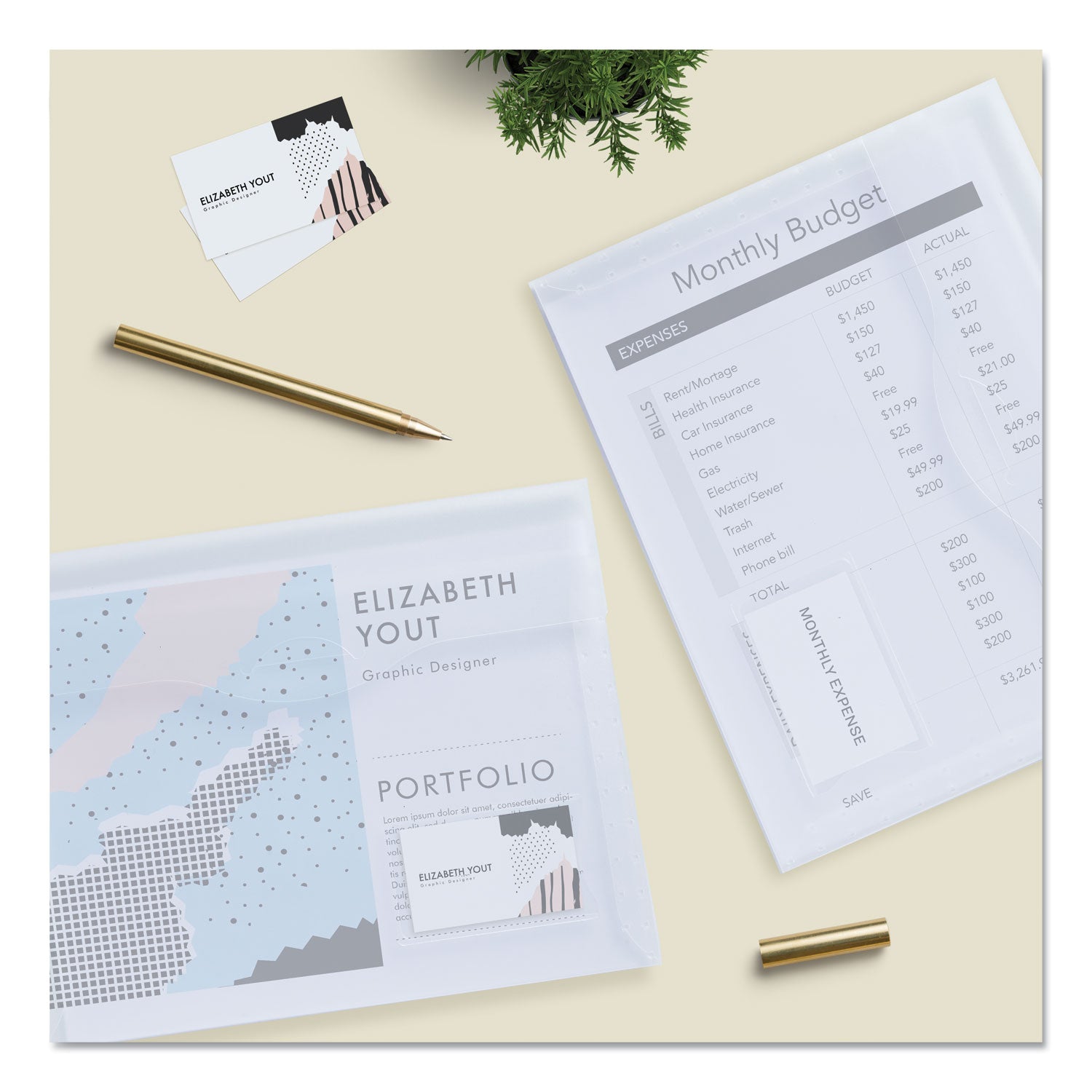 Translucent Document Wallets, Letter Size, Translucent Clear, 12/Box - 