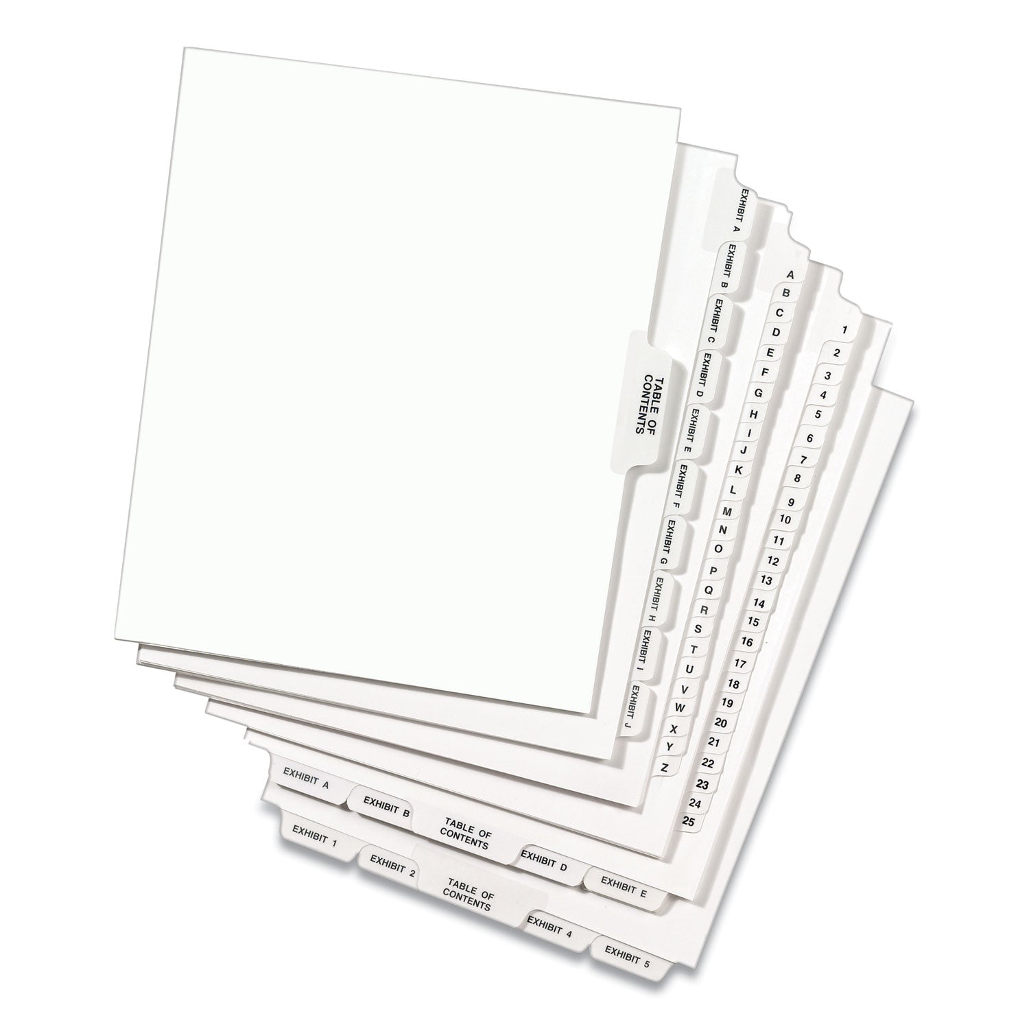 Preprinted Legal Exhibit Side Tab Index Dividers, Avery Style, 26-Tab, A to Z, 11 x 8.5, White, 1 Set, (1400) - 