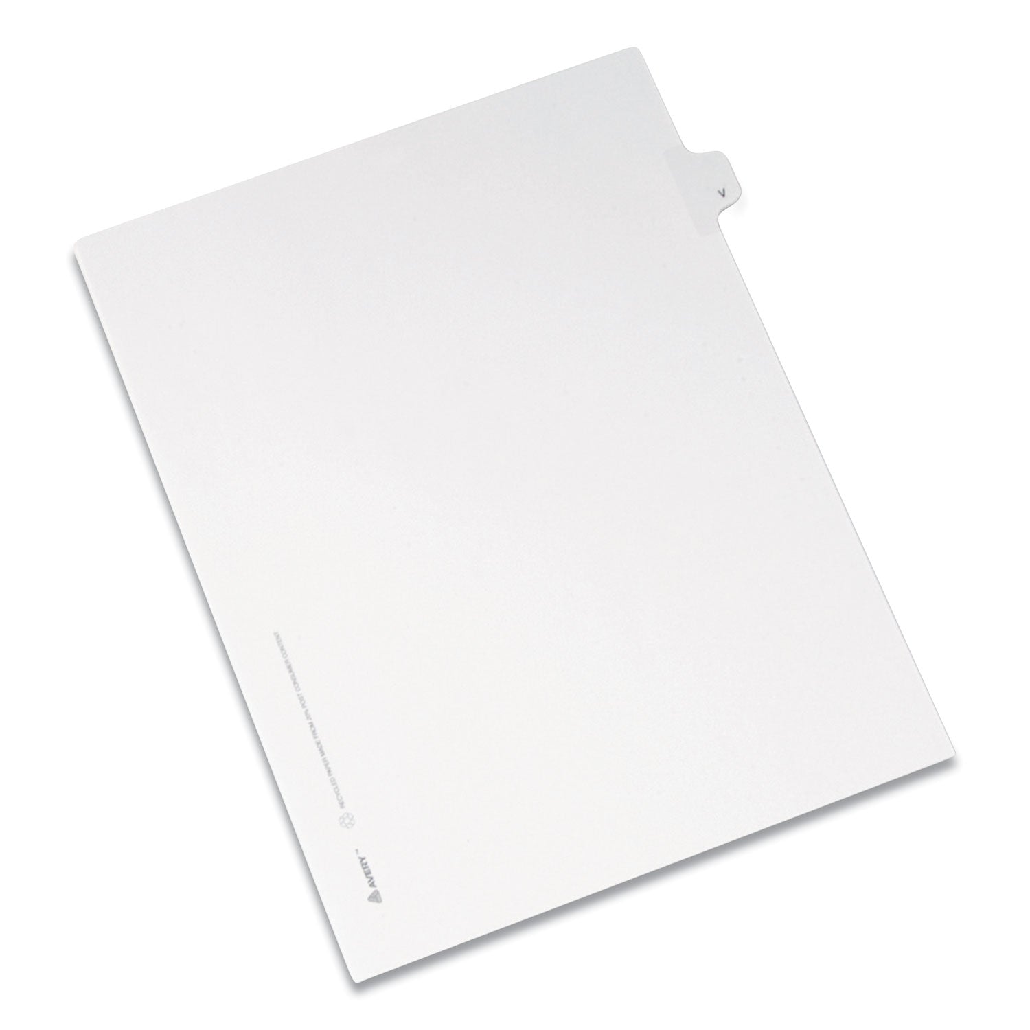 Preprinted Legal Exhibit Side Tab Index Dividers, Allstate Style, 26-Tab, V, 11 x 8.5, White, 25/Pack - 
