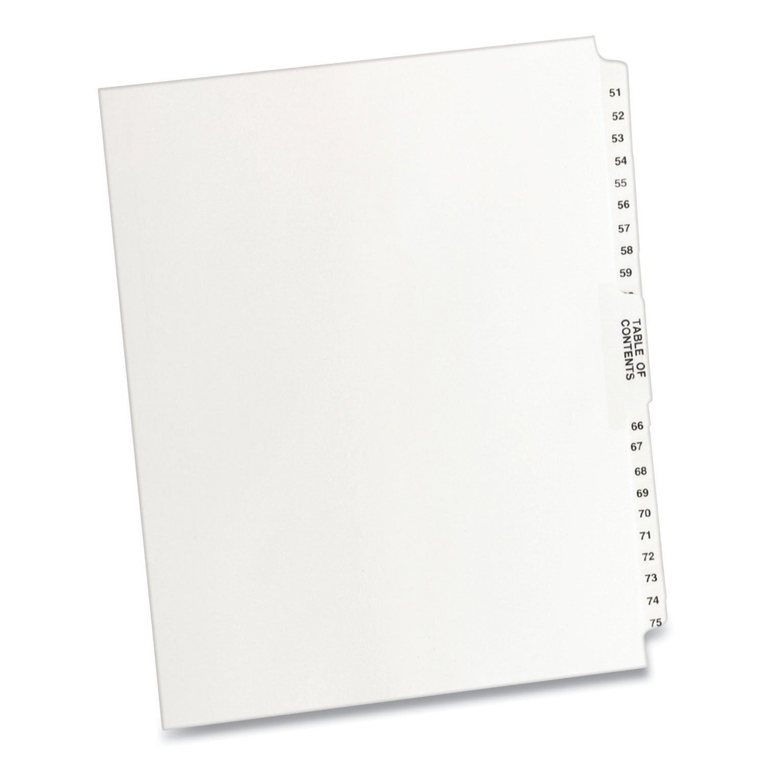 Preprinted Legal Exhibit Side Tab Index Dividers, Avery Style, 26-Tab, 51 to 75, 11 x 8.5, White, 1 Set - 