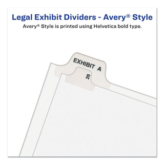 Preprinted Legal Exhibit Side Tab Index Dividers, Avery Style, 25-Tab, 51 to 75, 11 x 8.5, White, 1 Set, (1332)