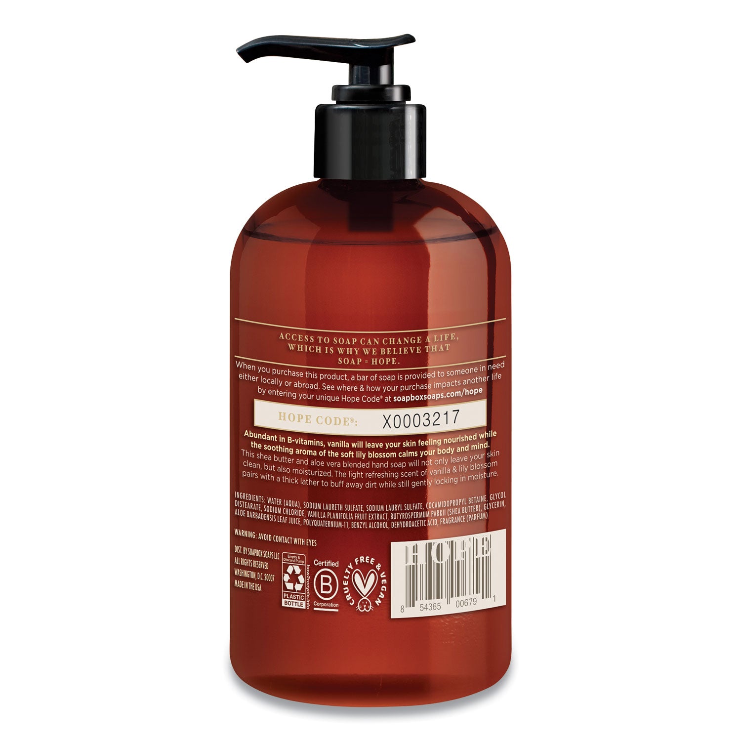Hand Soap, Vanilla and Lily Blossom, 12 oz Pump Bottle, 12/Carton