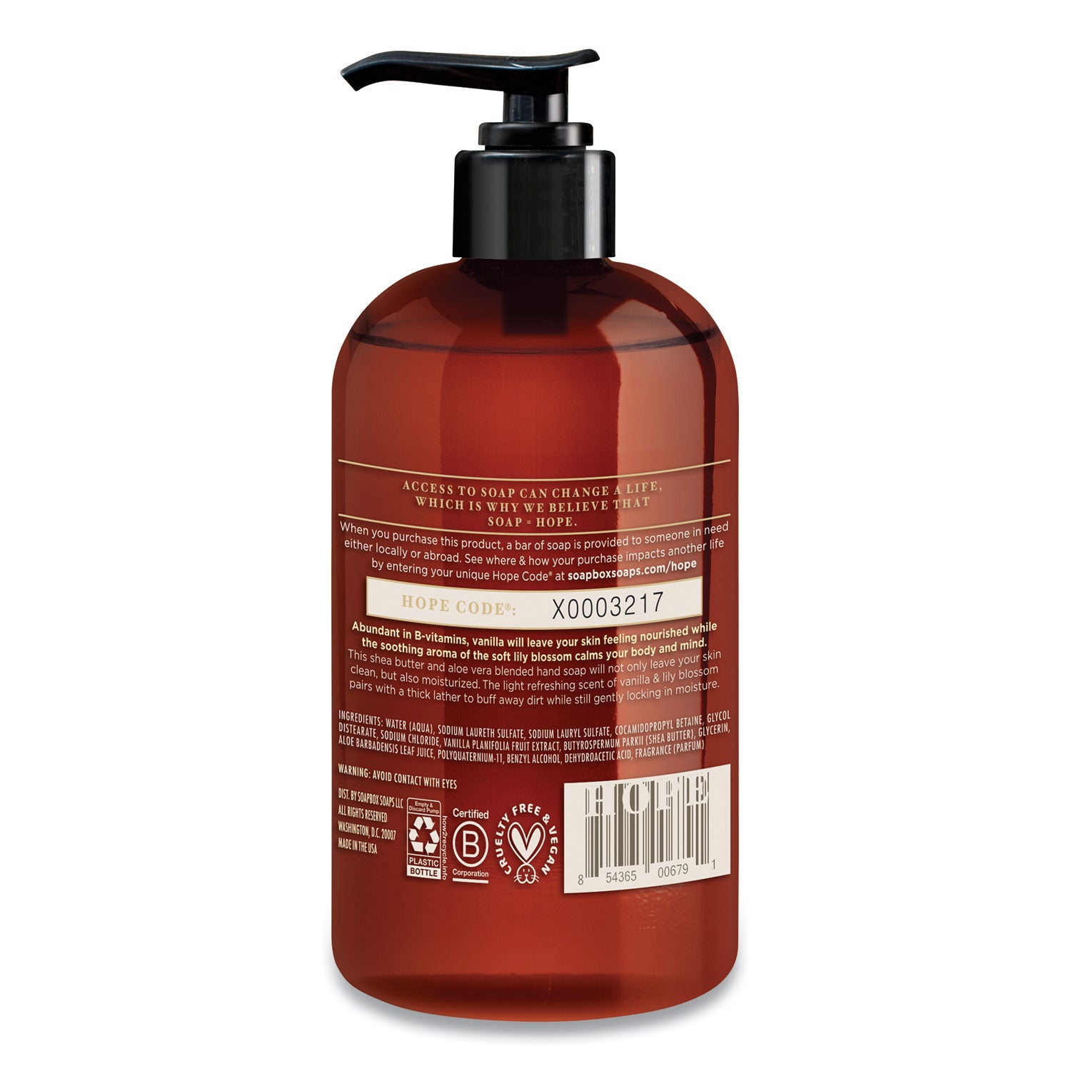 Hand Soap, Vanilla and Lily Blossom, 12 oz Pump Bottle, 3/Box