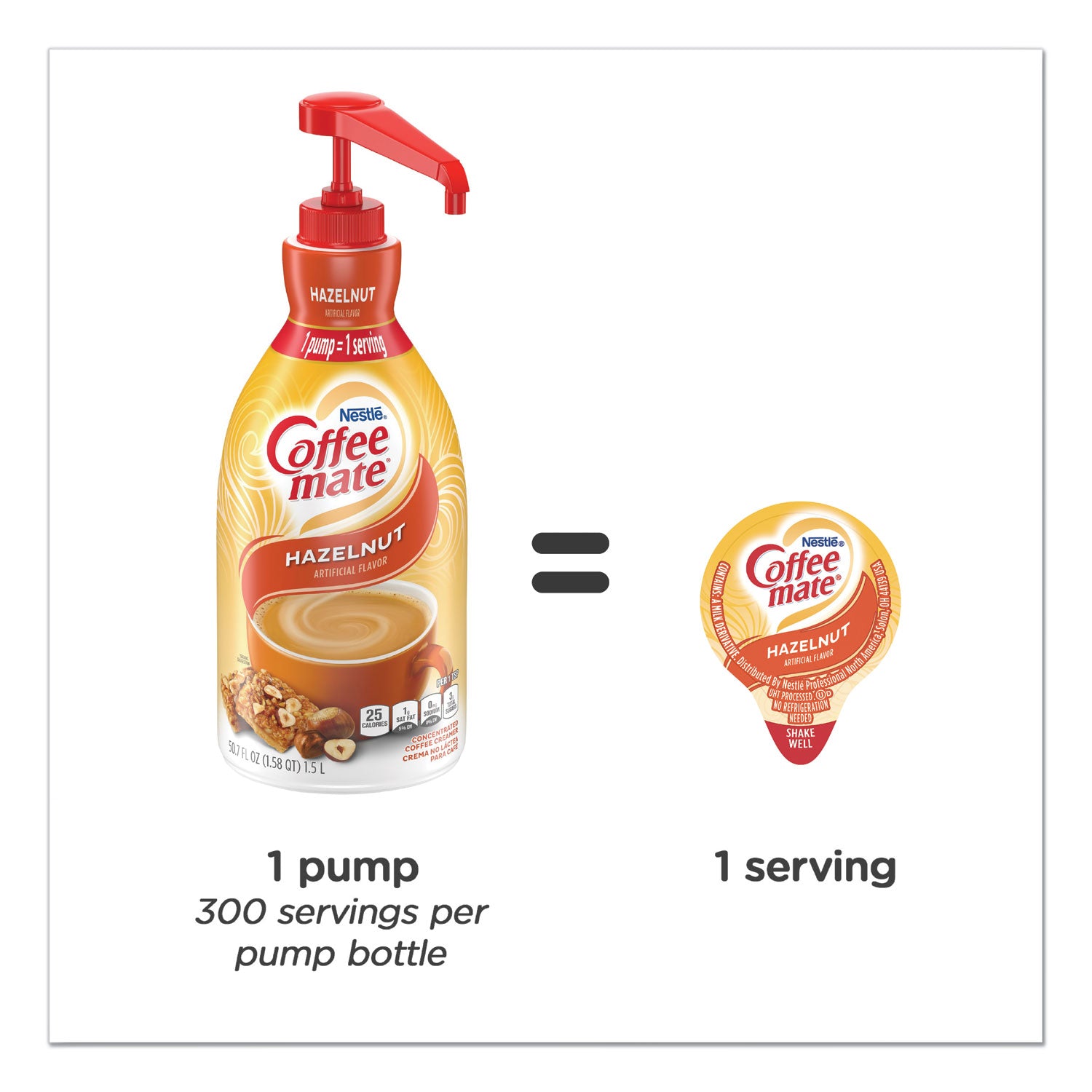 Liquid Coffee Creamer, Hazelnut, 1500mL Pump Bottle - 