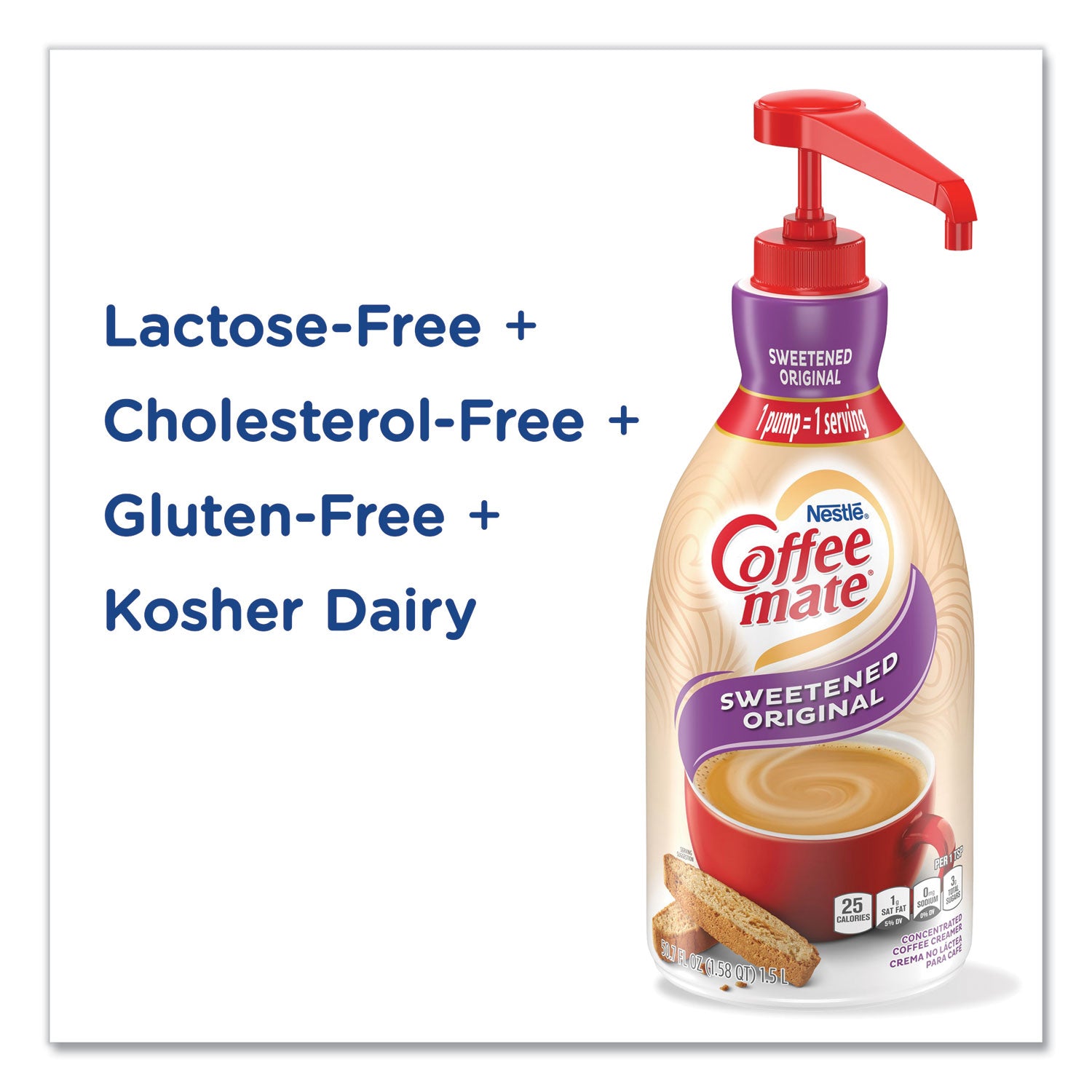 Liquid Coffee Creamer, Sweetened Original, 1500mL Pump Dispenser - 