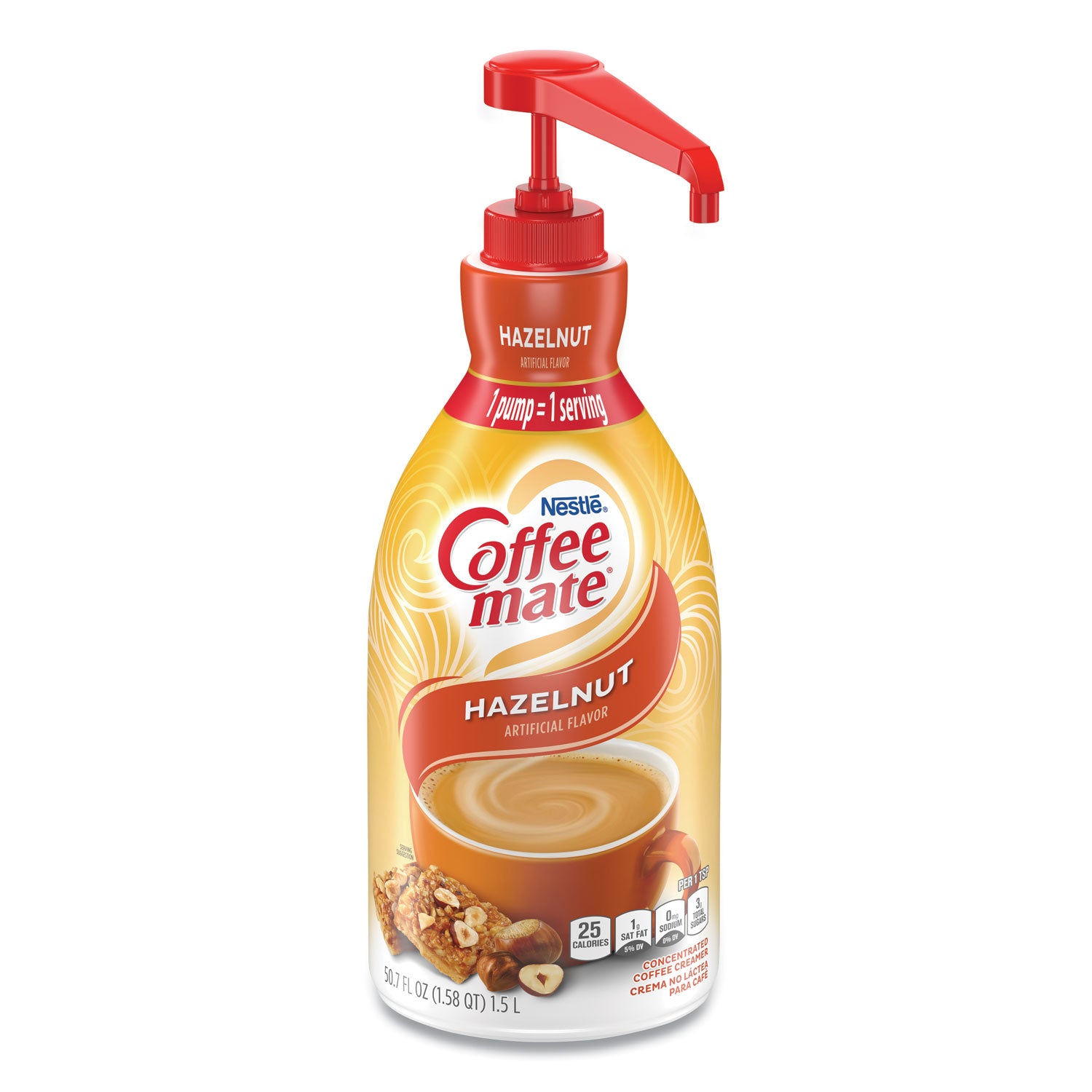 Liquid Coffee Creamer, Hazelnut, 1500mL Pump Bottle - 