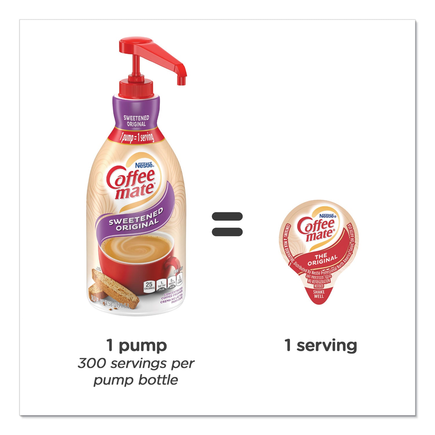 Liquid Coffee Creamer, Sweetened Original, 1.5 Liter Pump Bottle, 2/Carton - 5