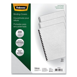Expressions Classic Grain Texture Presentation Covers for Binding Systems, White, 11.25 x 8.75, Unpunched, 200/Pack - 