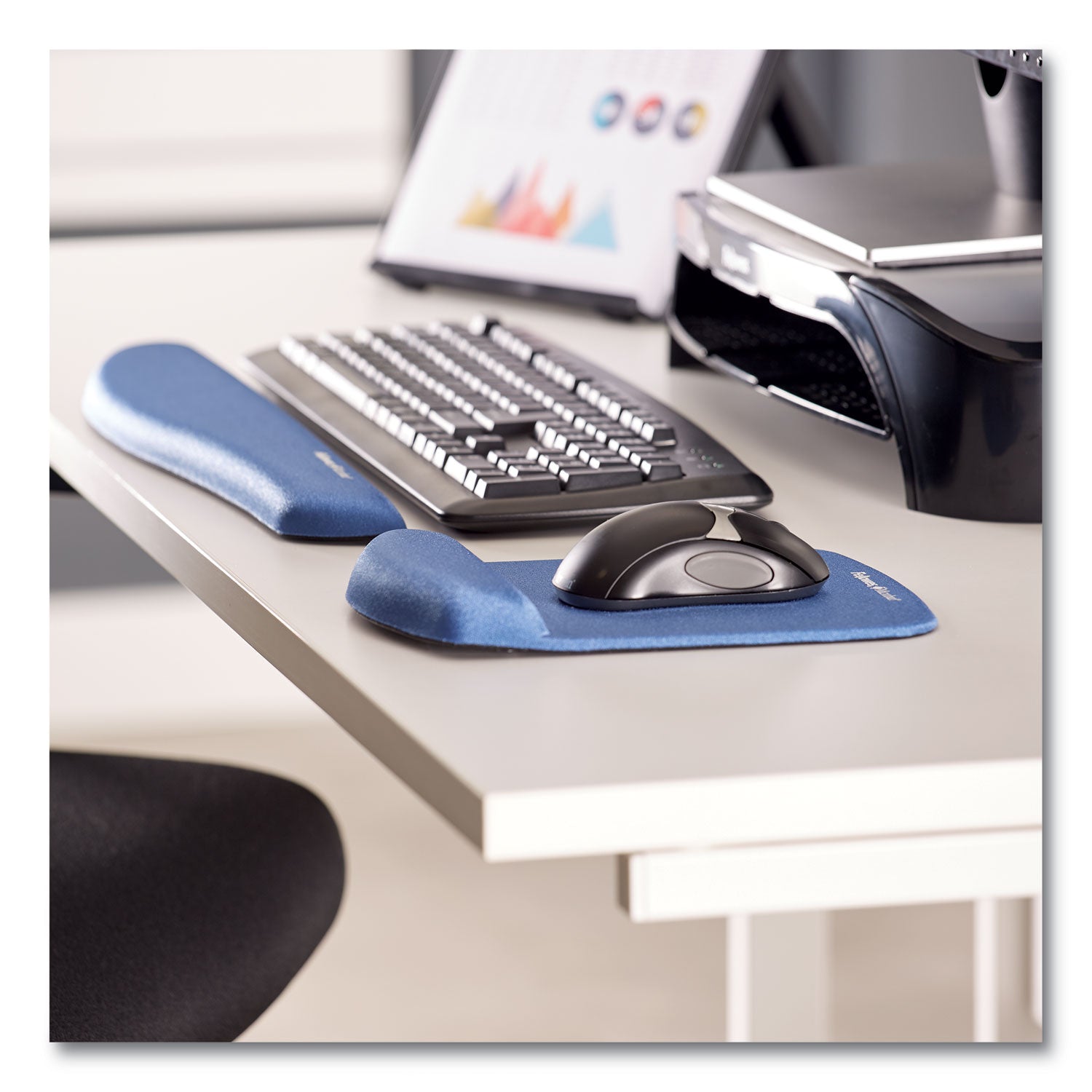 PlushTouch Mouse Pad with Wrist Rest, 7.25 x 9.37, Blue - 