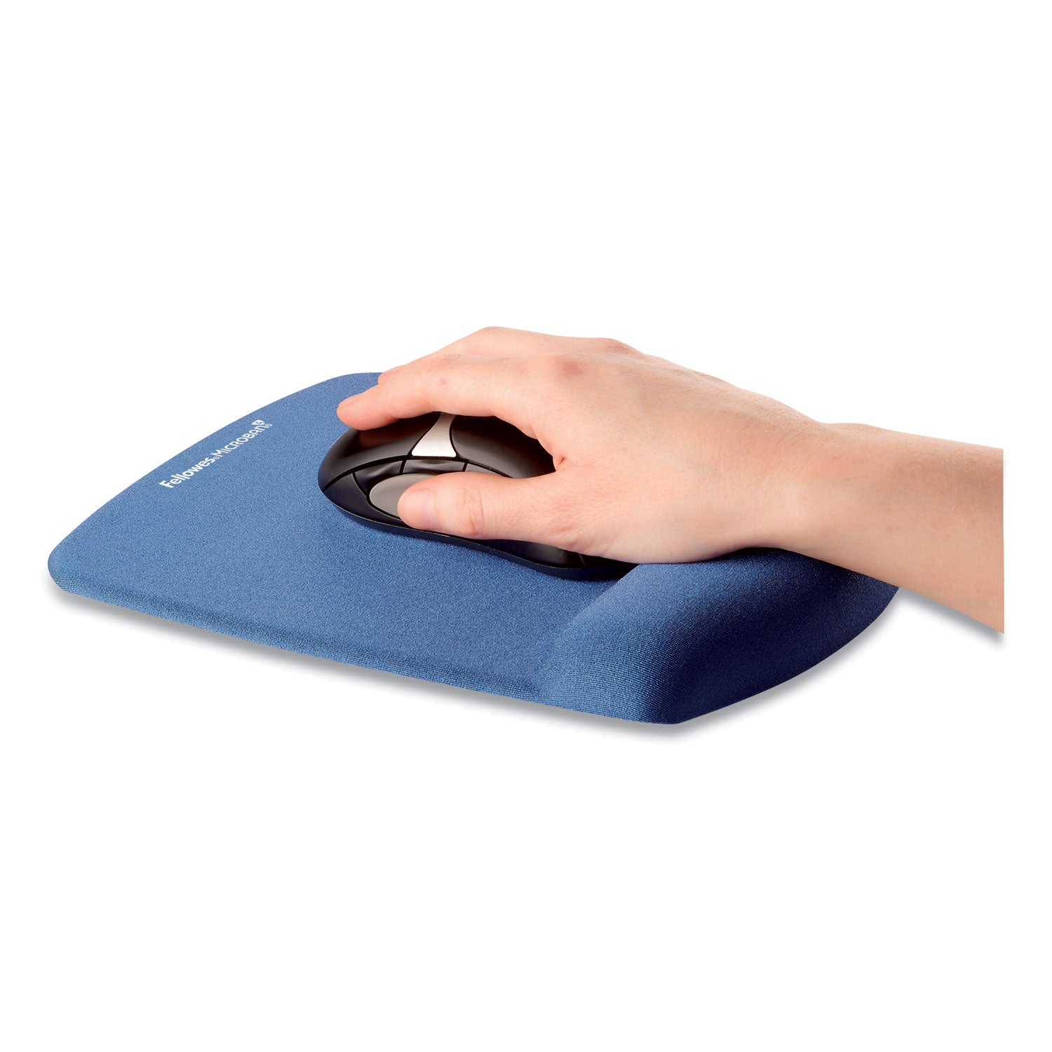 PlushTouch Mouse Pad with Wrist Rest, 7.25 x 9.37, Blue - 