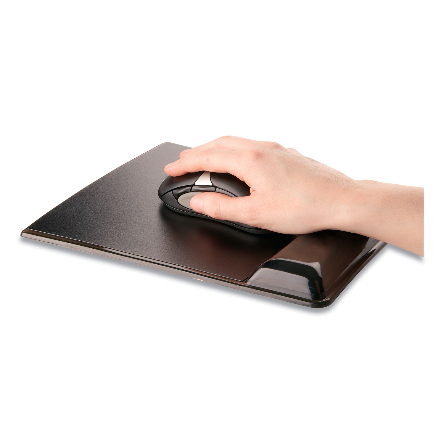 Gel Wrist Support with Attached Mouse Pad, 8.25 x 9.87, Black